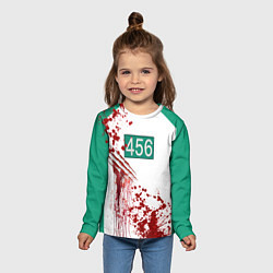 Лонгслив детский Кровавая форма игрока 456 из игры в кальмара, цвет: 3D-принт — фото 2