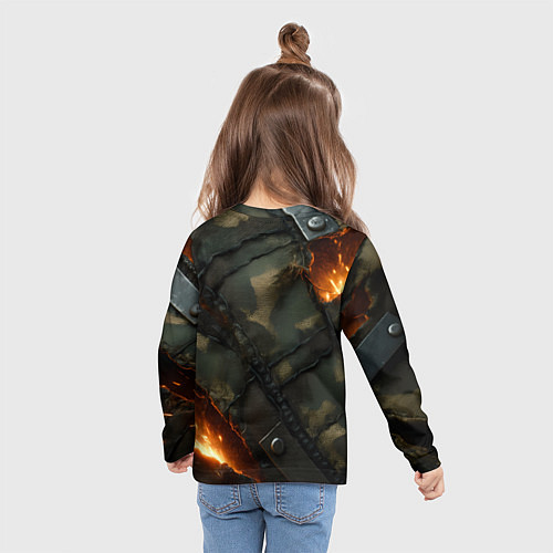 Детский лонгслив Корабль ВМФ на фоне камуфляжа / 3D-принт – фото 6