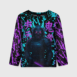 Лонгслив детский Неоновый киберсамурай, цвет: 3D-принт