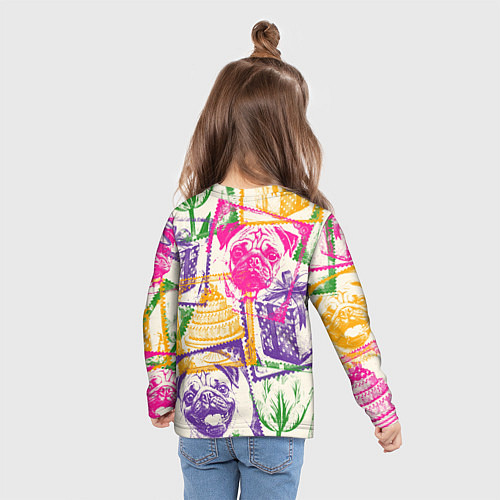 Детский лонгслив Мопс и праздник / 3D-принт – фото 6