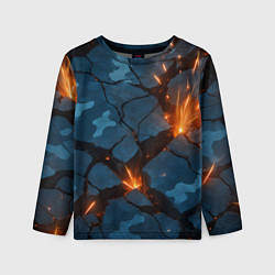 Лонгслив детский Разлом камуфляжный плит, цвет: 3D-принт