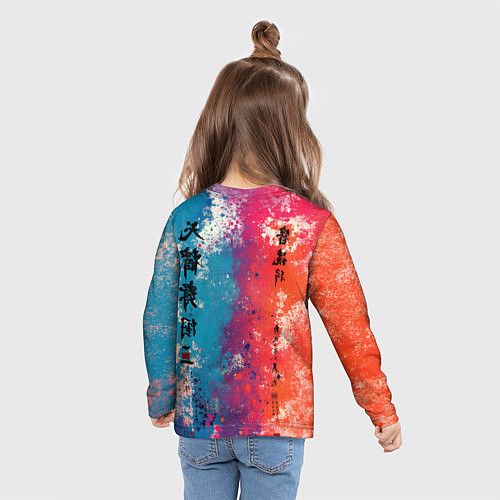 Детский лонгслив Призрачный самурай - краски / 3D-принт – фото 6
