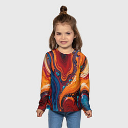 Лонгслив детский Пламя и синева, цвет: 3D-принт — фото 2