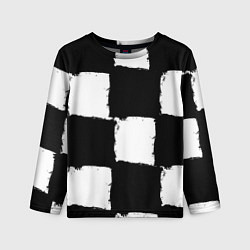 Лонгслив детский Черные квадраты в виде шахматной доски, цвет: 3D-принт