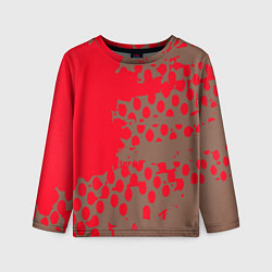 Лонгслив детский Абстрактные алые пятна на цвете какао, цвет: 3D-принт