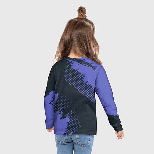 Детский лонгслив Абстрактная текстура в синем / 3D-принт – фото 6