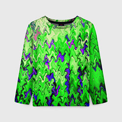 Лонгслив детский Ярко-зелёный стекающая абстаркция, цвет: 3D-принт