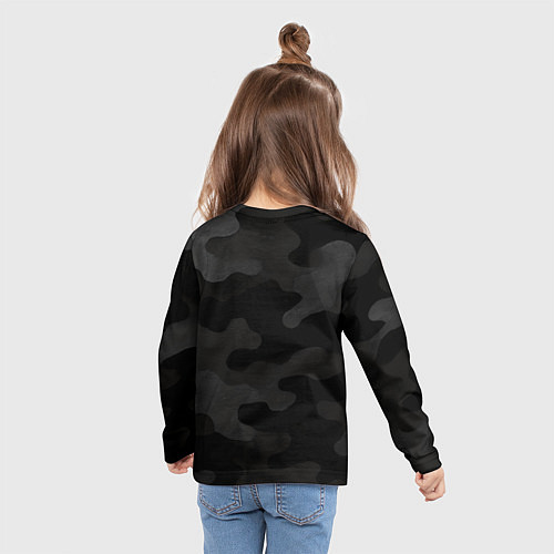 Детский лонгслив Черно-серая текстура камуфляжа / 3D-принт – фото 6
