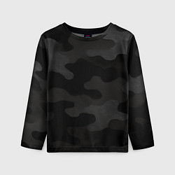 Детский лонгслив Черно-серая текстура камуфляжа
