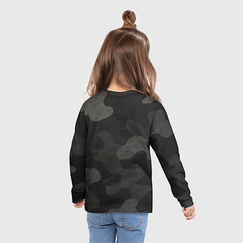 Детский лонгслив Черно-серый камуфляж / 3D-принт – фото 6