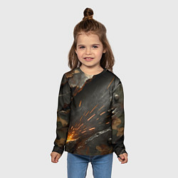 Лонгслив детский Искры метала под камуфляжем, цвет: 3D-принт — фото 2
