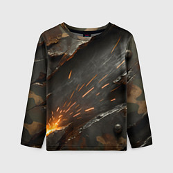Лонгслив детский Искры метала под камуфляжем, цвет: 3D-принт