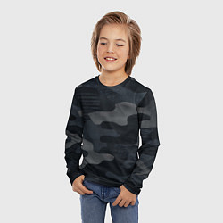 Лонгслив детский Текстура - камуфляжная синяя ткань, цвет: 3D-принт — фото 2