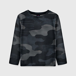 Лонгслив детский Текстура - камуфляжная синяя ткань, цвет: 3D-принт