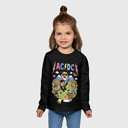 Лонгслив детский ACDC, мультяшный стиль, цвет: 3D-принт — фото 2