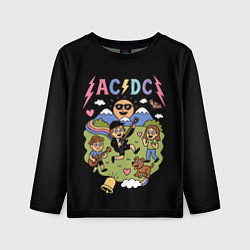 Детский лонгслив ACDC, мультяшный стиль