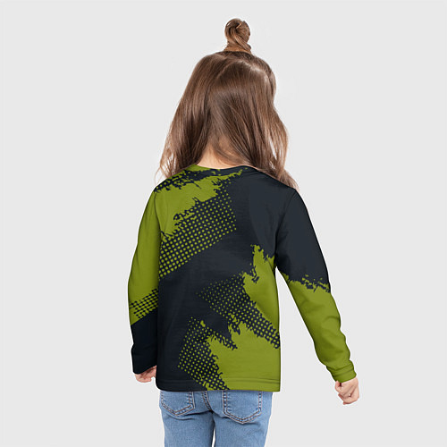 Детский лонгслив Абстрактная текстура в зеленом / 3D-принт – фото 6