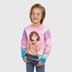 Лонгслив детский Сиратори Айра делает сердечко руками - Дандадан, цвет: 3D-принт — фото 2