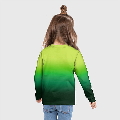 Детский лонгслив Градиент укропное зеленое омбре / 3D-принт – фото 6