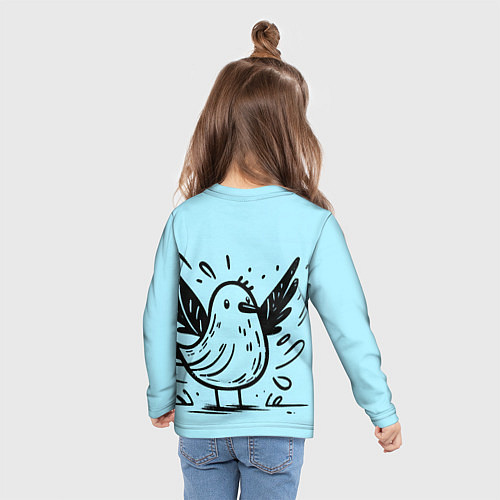Детский лонгслив Чайка в стиле скетча / 3D-принт – фото 6