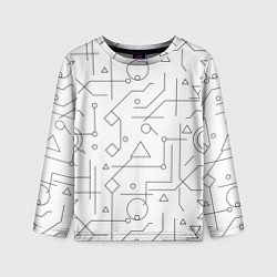 Лонгслив детский Техно-Геометрия на белое, цвет: 3D-принт