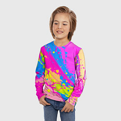 Лонгслив детский Яркая абстракция из розовых и голубых красок, цвет: 3D-принт — фото 2