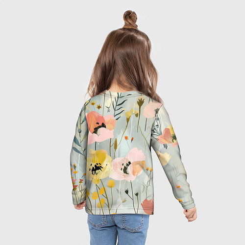 Детский лонгслив Цветы и цветочки / 3D-принт – фото 6