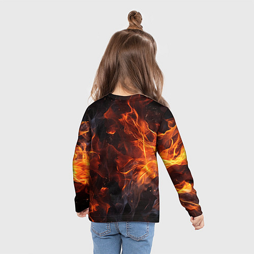 Детский лонгслив XXXTentacion на фоне огня / 3D-принт – фото 6