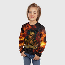 Лонгслив детский XXXTentacion на фоне огня, цвет: 3D-принт — фото 2