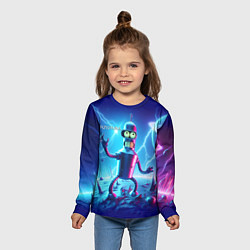 Лонгслив детский Bender on neon planet - ai art fantasy, цвет: 3D-принт — фото 2