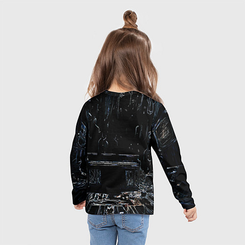 Детский лонгслив Линейный силуэт музыканта / 3D-принт – фото 6