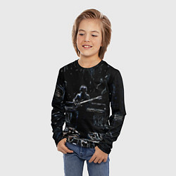 Лонгслив детский Линейный силуэт музыканта, цвет: 3D-принт — фото 2