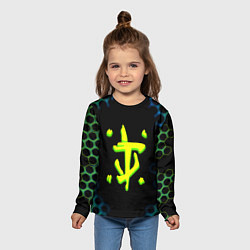 Лонгслив детский Doom соты кислотное лого, цвет: 3D-принт — фото 2