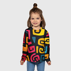 Лонгслив детский Яркая геометрия, цвет: 3D-принт — фото 2