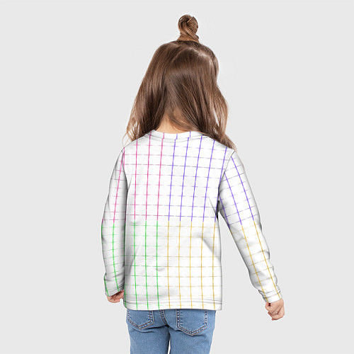 Детский лонгслив Color white multicolored stripes / 3D-принт – фото 6