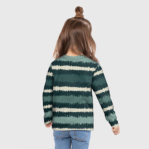 Детский лонгслив Полосы зигзагообразные зеленые / 3D-принт – фото 6