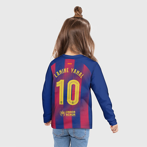 Детский лонгслив Ламин Ямаль, Барселона домашняя форма 2025 2026 / 3D-принт – фото 6