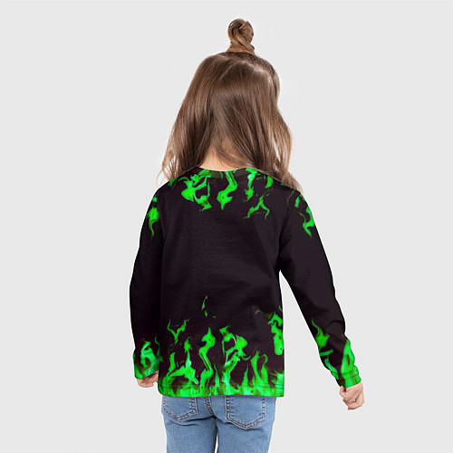Детский лонгслив Doom зелёный огонь / 3D-принт – фото 6