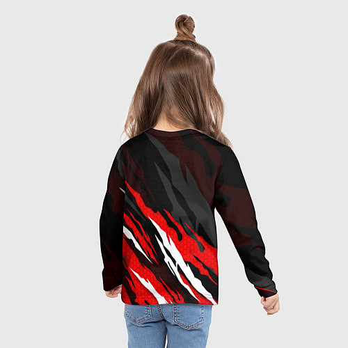 Детский лонгслив Umbrella - красное пламя / 3D-принт – фото 6