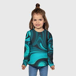 Лонгслив детский Мраморный малахитовый узор из изумрудных разводов, цвет: 3D-принт — фото 2