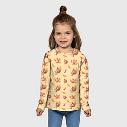 Лонгслив детский Хеллоуин с тыквой и листьями, цвет: 3D-принт — фото 2
