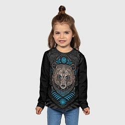 Лонгслив детский Тотем медведя в виде кельтских узоров, цвет: 3D-принт — фото 2