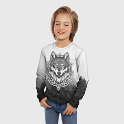 Лонгслив детский Волк в кельтском стиле и лес, цвет: 3D-принт — фото 2