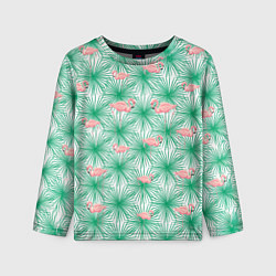 Лонгслив детский Фламинго и тропики, цвет: 3D-принт