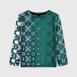 Лонгслив детский Изумрудные узоры, цвет: 3D-принт