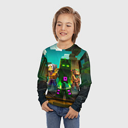 Лонгслив детский Майнкрафт - исследование территории, цвет: 3D-принт — фото 2