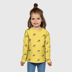 Лонгслив детский Утка мандаринка на желтом - паттерн, цвет: 3D-принт — фото 2
