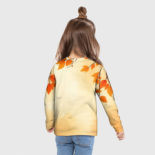 Детский лонгслив Осенний лис в шарфе / 3D-принт – фото 6