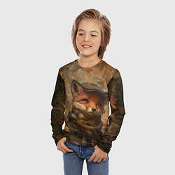 Лонгслив детский Лисёнок в клетчатом шарфе, цвет: 3D-принт — фото 2