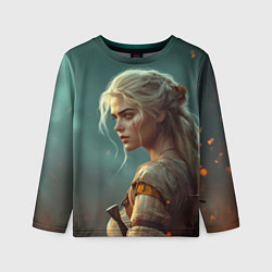 Лонгслив детский Цири на фоне искр, цвет: 3D-принт